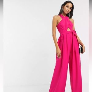 ASOS EDITION cross front jumpsuit with tie